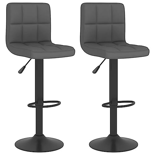 SDWEHO7 Barhocker 2er Set, Höhenverstellbare Drehbare Barstühl, Küchenstühle mit Rückenlehne und Fußstütze für Esszimmer, 40x47x(90-111) cm Dunkelgrau Stoff von SDWEHO7