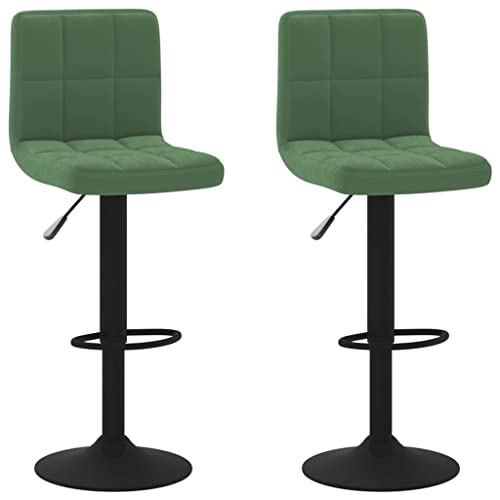 SDWEHO7 Barhocker 2er Set, Höhenverstellbare Drehbare Barstühl, Küchenstühle mit Rückenlehne und Fußstütze für Esszimmer, 40x47x(90-111) cm Dunkelgrün Samt von SDWEHO7