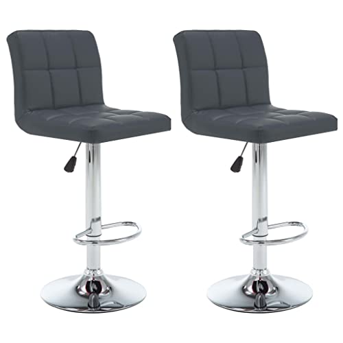 SDWEHO7 Barhocker 2er Set, Höhenverstellbare Drehbare Barstühl, Küchenstühle mit Rückenlehne und Fußstütze für Esszimmer, 40x47x(90-111) cm Grau Kunstleder von SDWEHO7