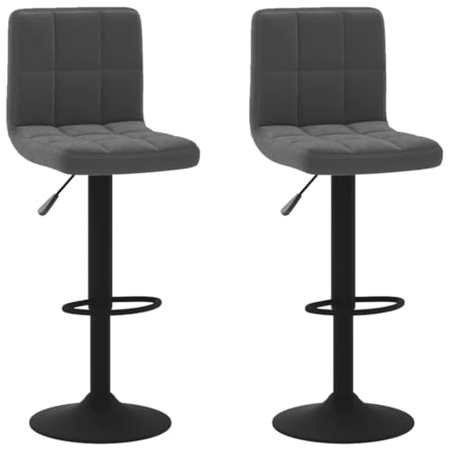SDWEHO7 Barhocker 2er Set, Höhenverstellbare Drehbare Barstühl, Küchenstühle mit Rückenlehne und Fußstütze für Esszimmer, 40x47x(90-111) cm Schwarz Samt von SDWEHO7