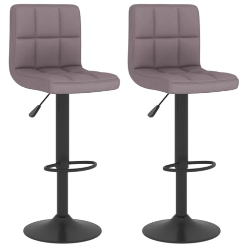 SDWEHO7 Barhocker 2er Set, Höhenverstellbare Drehbare Barstühl, Küchenstühle mit Rückenlehne und Fußstütze für Esszimmer, 40x47x(90-111) cm Taupe Stoff von SDWEHO7