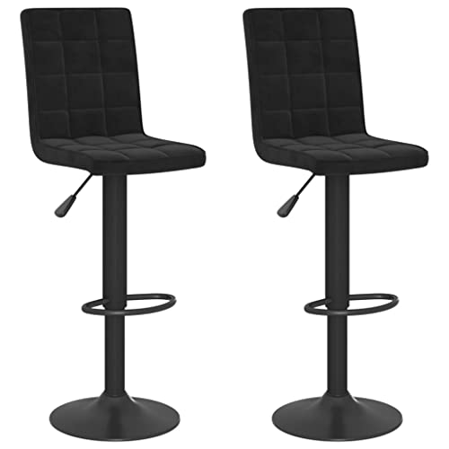 SDWEHO7 Barhocker 2er Set, Höhenverstellbare Drehbare Barstühl, Küchenstühle mit Rückenlehne und Fußstütze für Esszimmer, 40x52x(102.5-124.5) cm Schwarz Samt von SDWEHO7