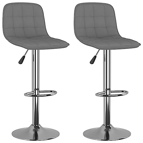 SDWEHO7 Barhocker 2er Set, Höhenverstellbare Drehbare Barstühl, Küchenstühle mit Rückenlehne und Fußstütze für Esszimmer, 42.5x45x(84-105) cm Hellgrau Stoff von SDWEHO7
