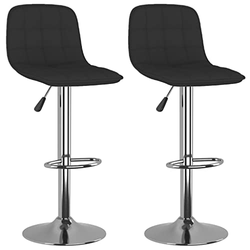 SDWEHO7 Barhocker 2er Set, Höhenverstellbare Drehbare Barstühl, Küchenstühle mit Rückenlehne und Fußstütze für Esszimmer, 42.5x45x(84-105) cm Schwarz Stoff von SDWEHO7