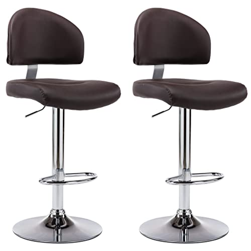 SDWEHO7 Barhocker 2er Set, Höhenverstellbare Drehbare Barstühl, Küchenstühle mit Rückenlehne und Fußstütze für Esszimmer, 43x47x(98-119) cm Braun Kunstleder von SDWEHO7