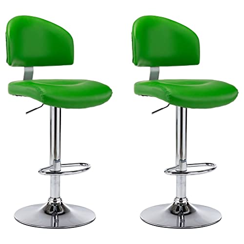 SDWEHO7 Barhocker 2er Set, Höhenverstellbare Drehbare Barstühl, Küchenstühle mit Rückenlehne und Fußstütze für Esszimmer, 43x47x(98-119) cm Grün Kunstleder von SDWEHO7