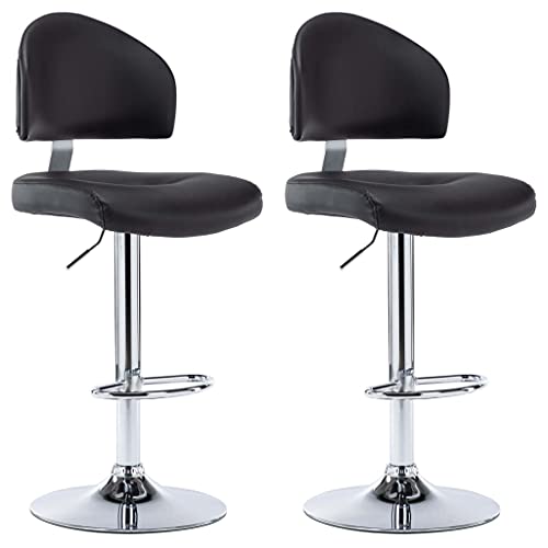SDWEHO7 Barhocker 2er Set, Höhenverstellbare Drehbare Barstühl, Küchenstühle mit Rückenlehne und Fußstütze für Esszimmer, 43x47x(98-119) cm Schwarz Kunstleder von SDWEHO7