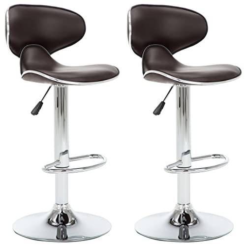 SDWEHO7 Barhocker 2er Set, Höhenverstellbare Drehbare Barstühl, Küchenstühle mit Rückenlehne und Fußstütze für Esszimmer, 50x46x(87-108) cm Braun Kunstleder von SDWEHO7