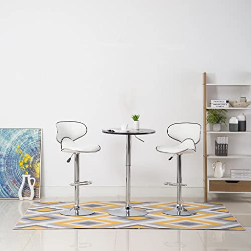 SDWEHO7 Barhocker 2er Set, Höhenverstellbare Drehbare Barstühl, Küchenstühle mit Rückenlehne und Fußstütze für Esszimmer, 50x46x(87-108) cm Weiß Kunstleder von SDWEHO7