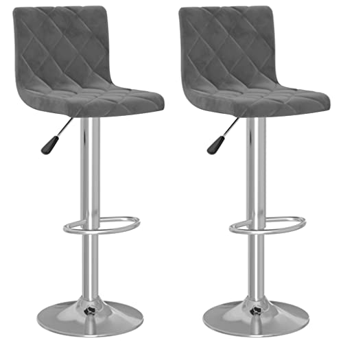 SDWEHO7 Barhocker 2er Set, Höhenverstellbare Drehbare Barstühl, Küchenstühle mit Rückenlehne und Fußstütze für Esszimmer, Tresen, 40x43x(90-111) cm Dunkelgrau Samt von SDWEHO7