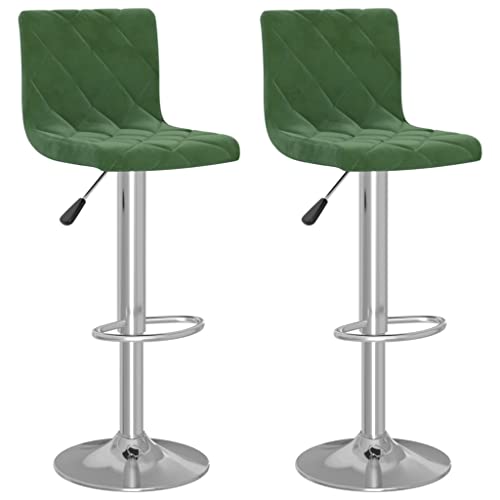 SDWEHO7 Barhocker 2er Set, Höhenverstellbare Drehbare Barstühl, Küchenstühle mit Rückenlehne und Fußstütze für Esszimmer, Tresen, 40x43x(90-111) cm Dunkelgrün Samt von SDWEHO7
