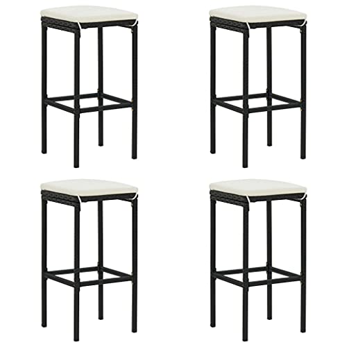SDWEHO7 Barhocker mit Kissen 4 STK, Gartenstuhl im Freien, Tresenhocker, Barstuhl für Küche, Bistro, Robust und langlebig, 38x38x76 cm Schwarz Poly Rattan SDWEHO7 Barhocker mit Kissen 4 STK, Gartenstuhl im Freien, Tresenhocker, Barstuhl für Küche, Bistro, Robust und langlebig, 38x38x76 cm Schwarz Poly Rattan von SDWEHO7