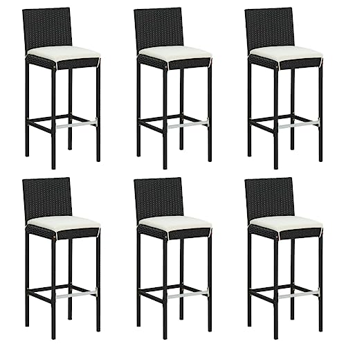 SDWEHO7 Barhocker mit Kissen 6 STK, Gartenstuhl im Freien, Tresenhocker, Barstuhl für Küche, Bistro und Counter, Robust, 40 x 44 x 108 cm Schwarz Poly Rattan SDWEHO7 Barhocker mit Kissen 6 STK, Gartenstuhl im Freien, Tresenhocker, Barstuhl für Küche, Bistro und Counter, Robust, 40 x 44 x 108 cm Schwarz Poly Rattan von SDWEHO7