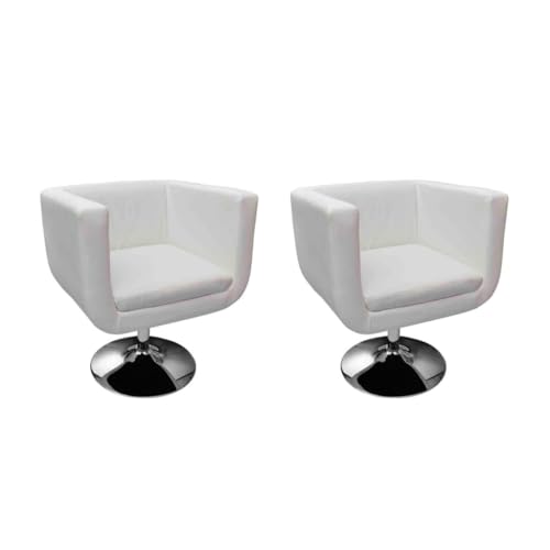 SDWEHO7 Barsessel 2er-Set, Höhenverstellbare Drehbare Barstühl, Lounge-Stühle mit Rückenlehne und Armlehne für Wohnzimmer, Büro, 63x59x66.5 cm Weiß Kunstleder von SDWEHO7