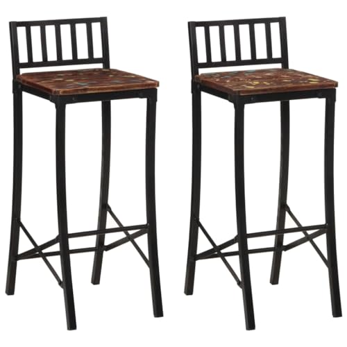 SDWEHO7 Barstühl 2er Set, Loungesessel mit Rückenlehne & Fußstütze für Esszimmer, Küche, Bistro, Robust und langlebig, 37 x 37 x 92 cm Massives Altholz SDWEHO7 Barstühl 2er Set, Loungesessel mit Rückenlehne & Fußstütze für Esszimmer, Küche, Bistro, Robust und langlebig, 37 x 37 x 92 cm Massives Altholz von SDWEHO7