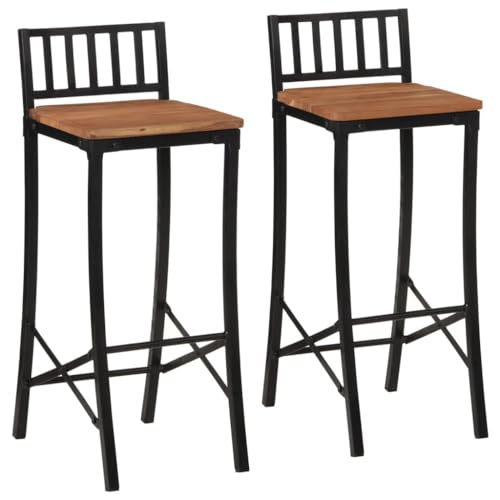 SDWEHO7 Barstühl 2er Set, Loungesessel mit Rückenlehne & Fußstütze für Esszimmer, Küche, Bistro, Robust und langlebig, 37 x 37 x 92 cm Massivholz Akazie SDWEHO7 Barstühl 2er Set, Loungesessel mit Rückenlehne & Fußstütze für Esszimmer, Küche, Bistro, Robust und langlebig, 37 x 37 x 92 cm Massivholz Akazie von SDWEHO7