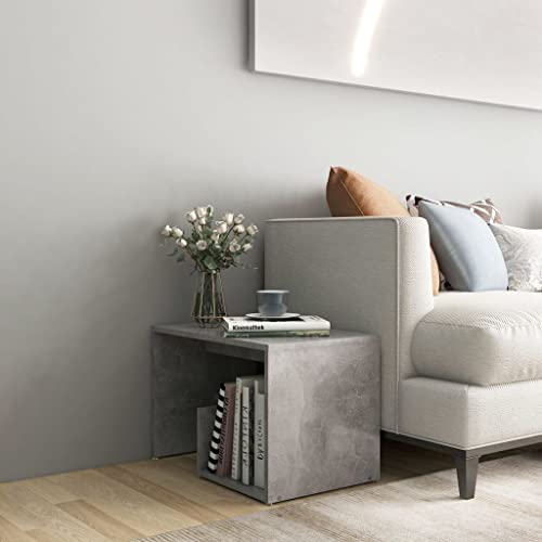 SDWEHO7 Beistelltisch Mit Ablage, Couchtisch, Sofatisch, für Wohnzimmer Schlafzimmer, Betongrau 59x36x38 cm Holzwerkstoff von SDWEHO7