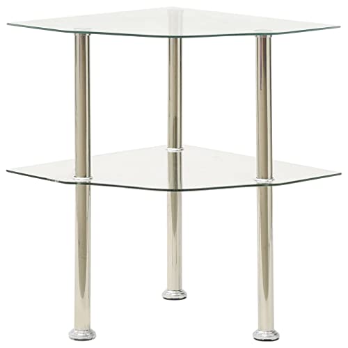 SDWEHO7 Beistelltisch mit 2 Ablagen Transparent, Clear End Table für Wohnzimmer, Büro, Flur, 38x38x50 cm Hartglas von SDWEHO7