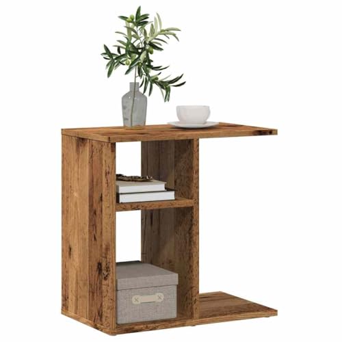 SDWEHO7 Beistelltisch mit Ablage, Kleiner Tisch, Schmaler Couchtisch, für Wohnzimmer, Schlafzimmer, Büro, Altholz-Optik 50x30x50 cm Holzwerkstoff von SDWEHO7