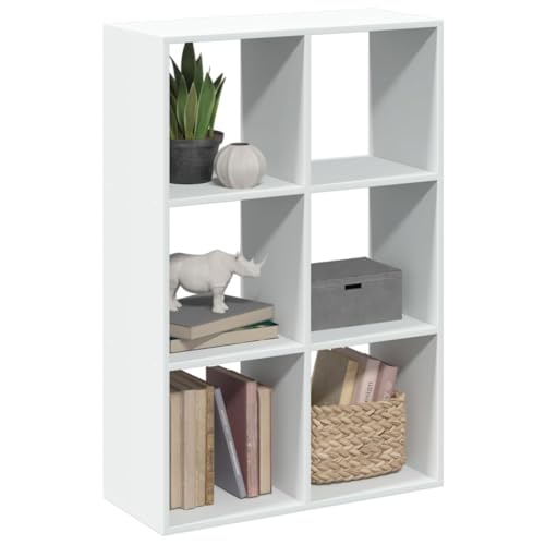 Bücherregal, Regal mit 3 Ebenen 6 Fächern, Bücherschrank, Standregal, Aufbewahrungsregal für Wohnzimmer, Büro, Arbeitszimmer, Weiß 69,5x29x103,5 cm Holzwerkstoff Bücherregal, Regal mit 3 Ebenen 6 Fächern, Bücherschrank, Standregal, Aufbewahrungsregal für Wohnzimmer, Büro, Arbeitszimmer, Weiß 69,5x29x103,5 cm Holzwerkstoff von SDWEHO7