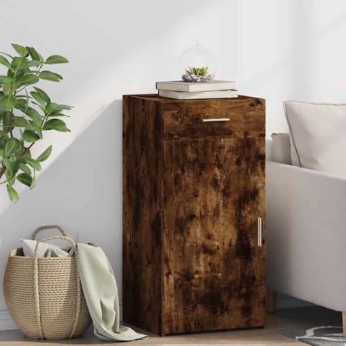 Buffet Sideboard mit 1 Schublade und 2 Fächern, Modernes Beistellschrank Flurschrank Aufbewahrungsschrank für Schlafzimmer Wohnzimmer, Räuchereiche 45x42,5x93 cm Holzwerkstoff von SDWEHO7