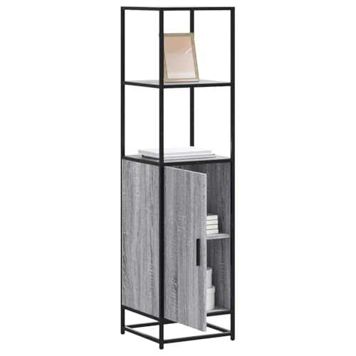 Buffet Sideboard mit 1 Tür und 2 offene Fächern, Küchenschrank Buffetschrank Beistellschrank für Küche, Esszimmer, Wohnzimmer, Grau Sonoma 35,5x35x139 cm Holzwerkstoff und Metall von SDWEHO7