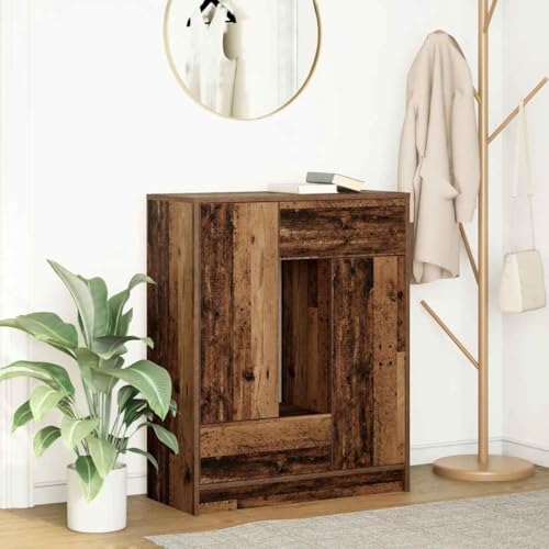 SDWEHO7 Buffet Sideboard mit 2 Schubladen und 5 Fächern, Modernes Beistellschrank Flurschrank Aufbewahrungsschrank für Schlafzimmer Wohnzimmer, Altholz-Optik 73x31x90 cm von SDWEHO7