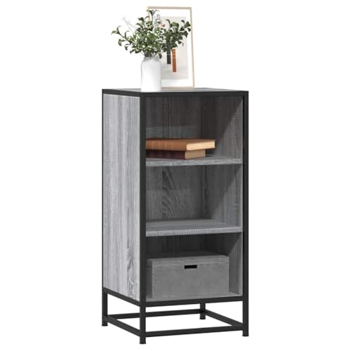 Buffet Sideboard mit 3 Fächern, Modernes Beistellschrank Flurschrank Aufbewahrungsschrank für Schlafzimmer Wohnzimmer, Grau Sonoma 35,5x35x76 cm Holzwerkstoff und Metall von SDWEHO7