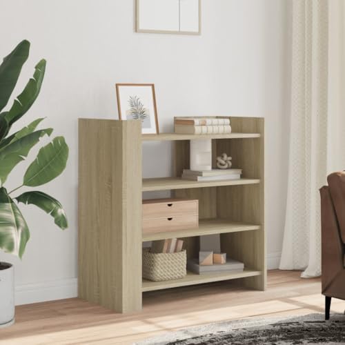 Buffet Sideboard mit 4 Fächern, Beistellschrank Flurschrank Aufbewahrungsschrank für Schlafzimmer Wohnzimmer, Sonoma-Eiche 73,5x35x75 cm Holzwerkstoff von SDWEHO7