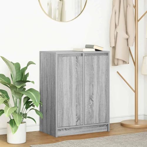 Buffet Sideboard mit 4 Fächern, Modernes Beistellschrank Flurschrank Aufbewahrungsschrank für Schlafzimmer Wohnzimmer, Grau Sonoma 57x34x76 cm Holzwerkstoff von SDWEHO7