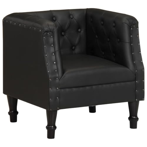SDWEHO7 Clubsessel, Gepolsterter Akzentstuhl mit Kissen, Lesesessel, Einzelsofa für Schlafzimmer, Wohnzimmer, Büro, 60 x 57 x 64 cm Schwarz Echtleder SDWEHO7 Clubsessel, Gepolsterter Akzentstuhl mit Kissen, Lesesessel, Einzelsofa für Schlafzimmer, Wohnzimmer, Büro, 60 x 57 x 64 cm Schwarz Echtleder von SDWEHO7