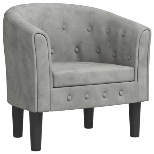 SDWEHO7 Clubsessel, Gepolsterter Akzentstuhl mit Kissen, Lesesessel, Einzelsofa für Schlafzimmer, Wohnzimmer, Büro, Robust, 70x56x68 cm Hellgrau Samt von SDWEHO7