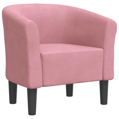 SDWEHO7 Clubsessel, Gepolsterter Akzentstuhl mit Kissen, Lesesessel, Einzelsofa für Schlafzimmer, Wohnzimmer, Büro, Robust, 70x56x68 cm Rosa Samt von SDWEHO7