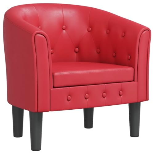 SDWEHO7 Clubsessel, bequemer Polstersessel mit Armlehnen, Loungesessel, Cocktailsessel für Wohnzimmer, Schlafzimmer, Wohnung, 70 x 56 x 68 cm Rot Kunstleder von SDWEHO7