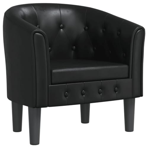 SDWEHO7 Clubsessel, bequemer Polstersessel mit Armlehnen, Loungesessel, Cocktailsessel für Wohnzimmer, Schlafzimmer, Wohnung, 70 x 56 x 68 cm Schwarz Kunstleder von SDWEHO7