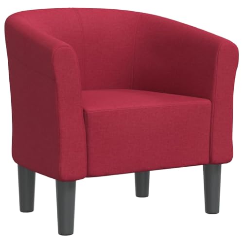 SDWEHO7 Clubsessel, bequemer Polstersessel mit Armlehnen, Loungesessel, Cocktailsessel für Wohnzimmer, Schlafzimmer, Wohnung, 70 x 56 x 68 cm Weinrot Stoff von SDWEHO7