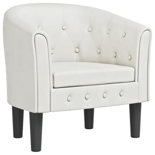 SDWEHO7 Clubsessel, bequemer Polstersessel mit Armlehnen, Loungesessel, Cocktailsessel für Wohnzimmer, Schlafzimmer, Wohnung, 70 x 56 x 68 cm Weiß Kunstleder von SDWEHO7