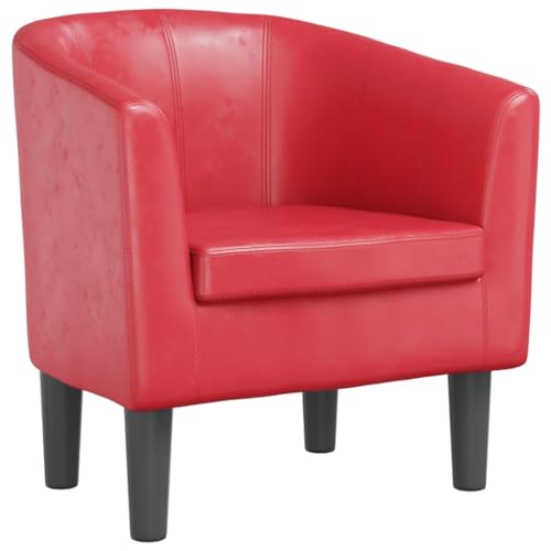 SDWEHO7 Clubsessel, bequemer Polstersessel mit Armlehnen, Loungesessel, Cocktailsessel für Wohnzimmer, Schlafzimmer, Wohnung, 70x56x68 cm Rot Kunstleder von SDWEHO7