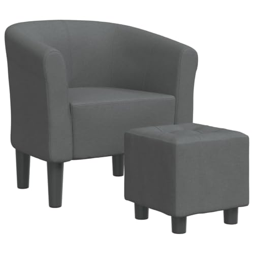 SDWEHO7 Clubsessel mit Fußhocker, bequemer Polstersessel mit Armlehnen, Loungesessel, Cocktailsessel für Wohnzimmer, Wohnung, 70 x 56 x 68 cm Dunkelgrau Stoff von SDWEHO7