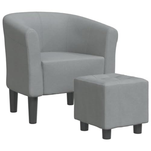 SDWEHO7 Clubsessel mit Fußhocker, bequemer Polstersessel mit Armlehnen, Loungesessel, Cocktailsessel für Wohnzimmer, Wohnung, 70 x 56 x 68 cm Hellgrau Stoff von SDWEHO7