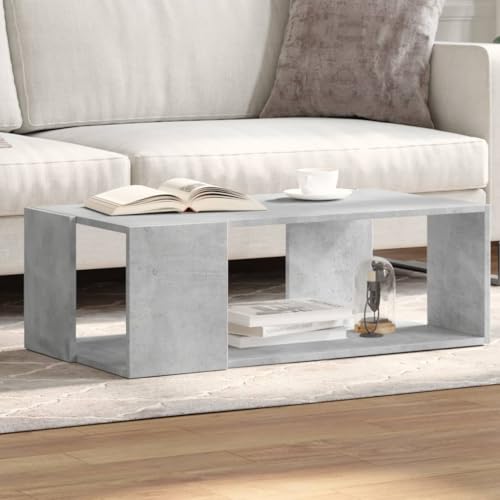 SDWEHO7 Couchtisch mit offene Ablagefächer, Kaffeetisch, Sofatisch, Beistelltisch für Wohnzimmer, Balkon und Büro, Betongrau 89,5x48x30 cm Holzwerkstoff von SDWEHO7