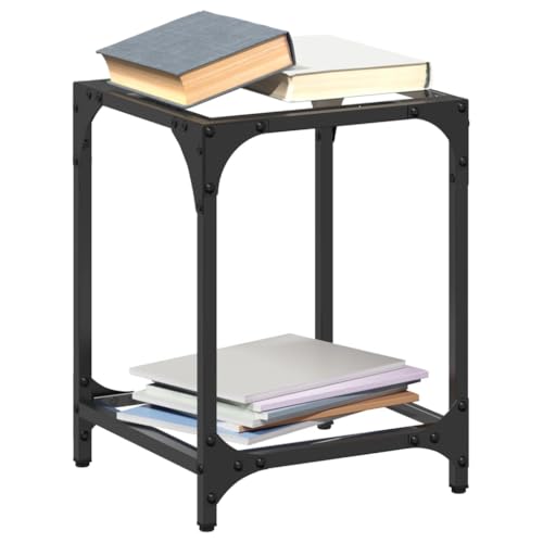 SDWEHO7 Couchtische mit Glasplatte und Ablage Glas 2er Set, Sofatisch, Beistelltisch, für Wohnzimmer, Büro, Schlafzimmer, pflegeleicht, Transparent 30x30x40 cm Stahl SDWEHO7 Couchtische mit Glasplatte und Ablage Glas 2er Set, Sofatisch, Beistelltisch, für Wohnzimmer, Büro, Schlafzimmer, pflegeleicht, Transparent 30x30x40 cm Stahl von SDWEHO7
