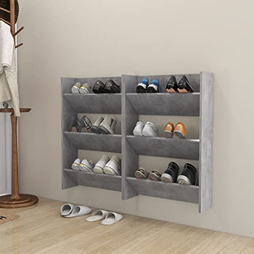 SDWEHO7 Dreischichtiges Wand-Schuhschränke 2er Set, Platzsparendes Schuhregal Slim für Eingang, Schlafzimmer, Bad, Robust und langlebig, Betongrau 60x18x90 cm Holzwerkstoff von SDWEHO7