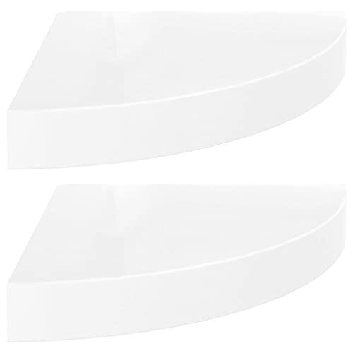 SDWEHO7 Eck-Schweberegale 2er-Set, Kleines Fächerförmigen Eckwandregale für Badezimmer, Wohnzimmer, Schlafzimmer, platzsparend, Hochglanz-Weiß 25x25x3,8 cm MDF SDWEHO7 Eck-Schweberegale 2er-Set, Kleines Fächerförmigen Eckwandregale für Badezimmer, Wohnzimmer, Schlafzimmer, platzsparend, Hochglanz-Weiß 25x25x3,8 cm MDF von SDWEHO7