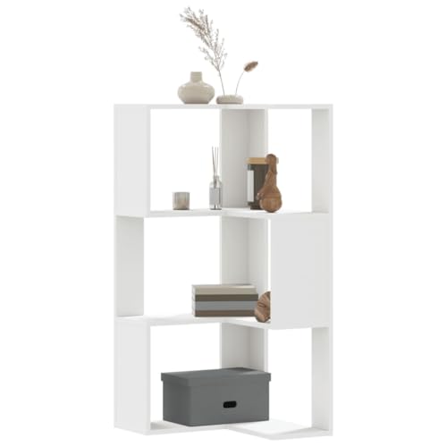 Eckregal, Standregal, Bücherregal mit 3 Ebenen, Leiterregal, Aufbewahrungsregal für Küche, Wohnzimmer, Weiß 50x50x102 cm Holzwerkstoff von SDWEHO7