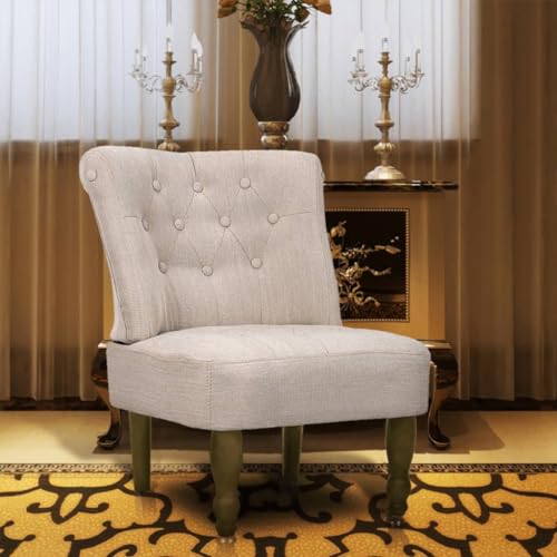 SDWEHO7 Französischer Stuhl mit Rückenlehne, Esszimmerstühle, Gepolsterter Loungesessel für Küche, Restaurant, Wohnzimmer, Robust, 54x66.5x70 cm Creme Stoff SDWEHO7 Französischer Stuhl mit Rückenlehne, Esszimmerstühle, Gepolsterter Loungesessel für Küche, Restaurant, Wohnzimmer, Robust, 54x66.5x70 cm Creme Stoff von SDWEHO7