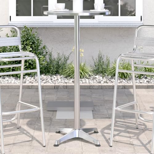 SDWEHO7 Garten Bartisch Stehtisch Bistrotisch Multifunktional Gartentisch Gartenmöbel, Höhenverstellbar Ø59,5x70/114,5 cm Aluminium von SDWEHO7