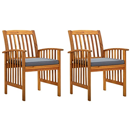 SDWEHO7 Garten-Essstühle 2er Set, Freizeitstuhl mit Kissen, Outdoor Stühle für Balkon, Terrasse, Garten, Robust und langlebig, Leicht zu reinigen, 61 x 64 x 90 cm Massivholz Akazie von SDWEHO7