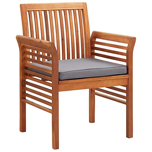 SDWEHO7 Garten-Essstühle 4er Set, Freizeitstuhl mit dunkelgraue Sitzpolster, Outdoor Stühle für Garten, Hinterhof, Terrasse, 64 x 60 x 90 cm Akazie Massivholz von SDWEHO7