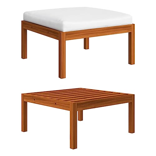 SDWEHO7 Garten Hocker mit Auflage, Outdoor Sitzfläche Balkon Lounge Sitzhocker Fußhocker Fußablage Fußstütze Gartenmöbel, Akazie Massivholz SDWEHO7 Garten Hocker mit Auflage, Outdoor Sitzfläche Balkon Lounge Sitzhocker Fußhocker Fußablage Fußstütze Gartenmöbel, Akazie Massivholz von SDWEHO7